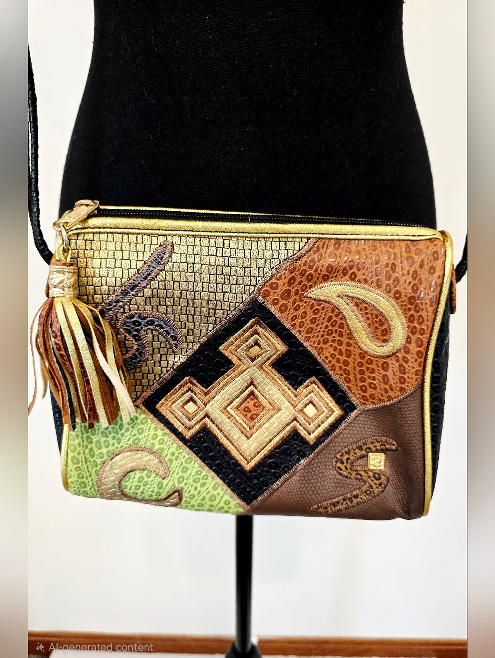 NAS BAG Korean Patchwork Crossbody Purse Embroidered Tassel Boho Festival Bag